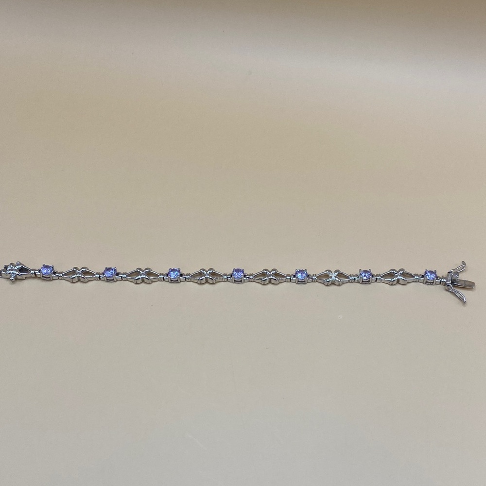 Elegant Sterling Silver and Purple Women's Bracelet